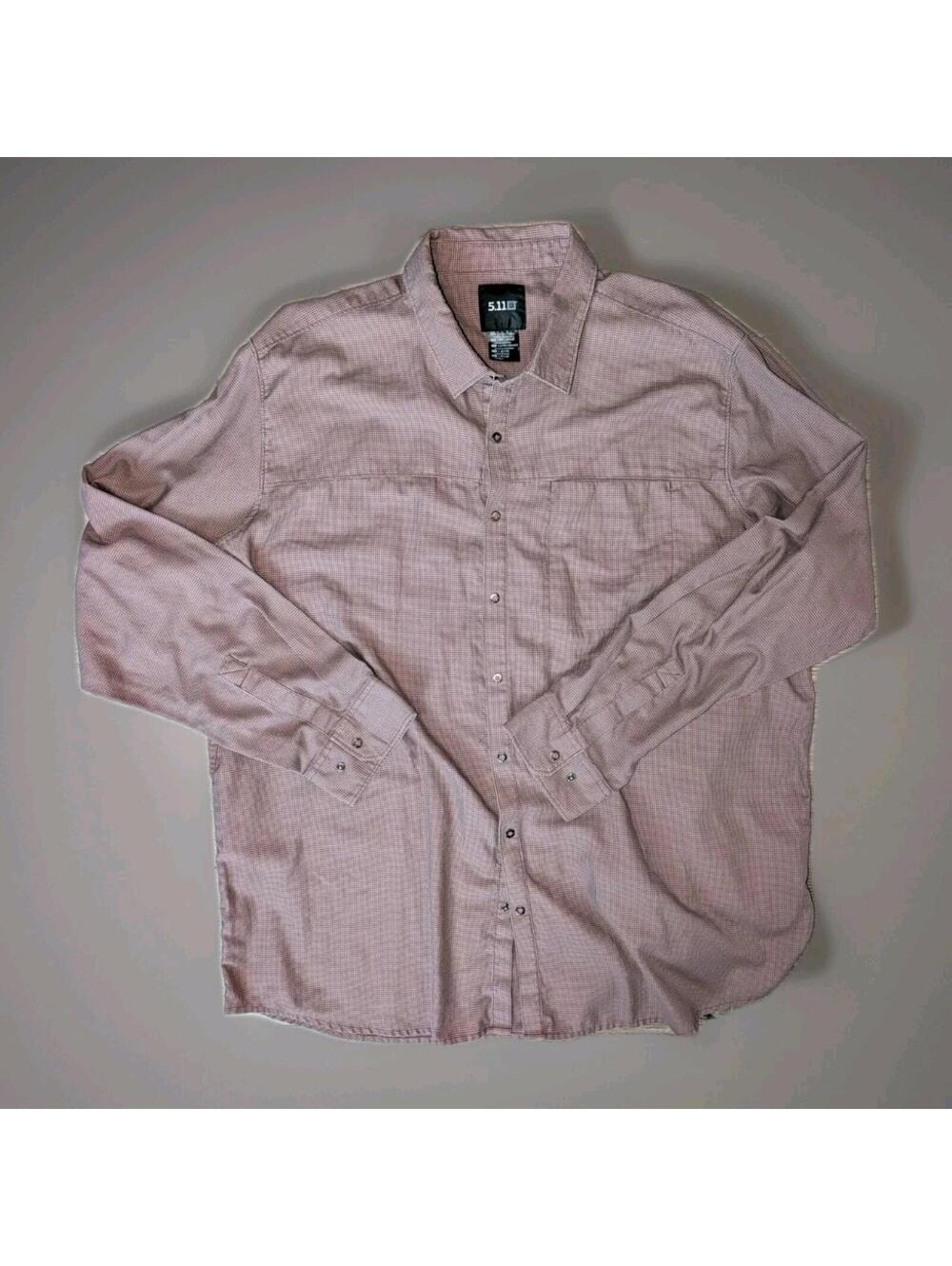 Men's 5.11 Tactical Snap Long Sleeve Shirt Brown 2XL Hounds tooth